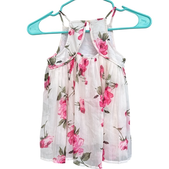 3/$20 Abercrombie Kids Floral Pleated Sleeveless Top - Size 9/10 Pink Roses - Picture 2 of 8